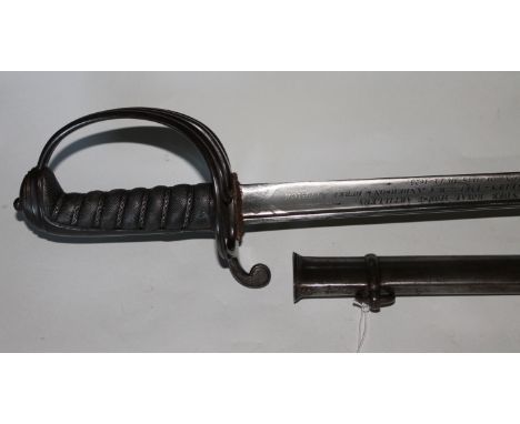 A PRESENTATION CAVALRY SWORD C1825. A George 1V presentation cavalry sword, to Sjt Major John Alexander RHA, by Prosser. Pipe