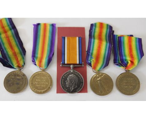 GT WAR MEDALS inc RAF-SUFFOLK Regt, etc. Victory Medals named to 1. 29845 Pte A E French RAF. 2. 6204 Pte A C Tomlinson W Yor