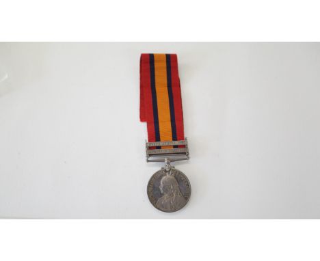 A Q S AFRICA MEDAL WITH BAR DEFENCE OF KIMBERLEY. A Two Bar Queens South Africa Medal with Defence of Kimberley and South Afr
