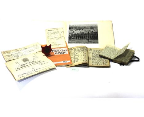 GT WAR RFC/RAF DIARY etc The diary from October 1917 of Boy later 2nd AM R J Mines, also Service Documents and Education pass