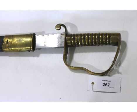 A WILKINSON PIONEERS 1856 PATTERN SIDEARM & SCABBARD. An 1856 pattern sawback sword or sidearm, marked Wilkinson Sword Compan