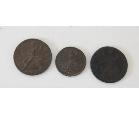 COPPER COINAGE OF GEORGE 111. A halfpenny piece of George 111 dated 1770, with light traces of copper lustre on the reverse. 