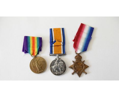 A 'WOUNDED' K O Y L INFANTRY TRIO. A 1914/15 Star, British War & Victory Medals named to 10300 Pte A Towers  Yorks L I/K O Y 