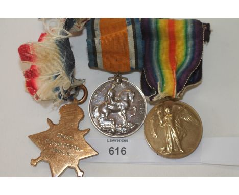 A BEDFORD REGIMENT GT WAR TRIO. A 1914/15 Star, British War & Victory Medals named to 16339 Pte A Potts Bedg R on the star Be