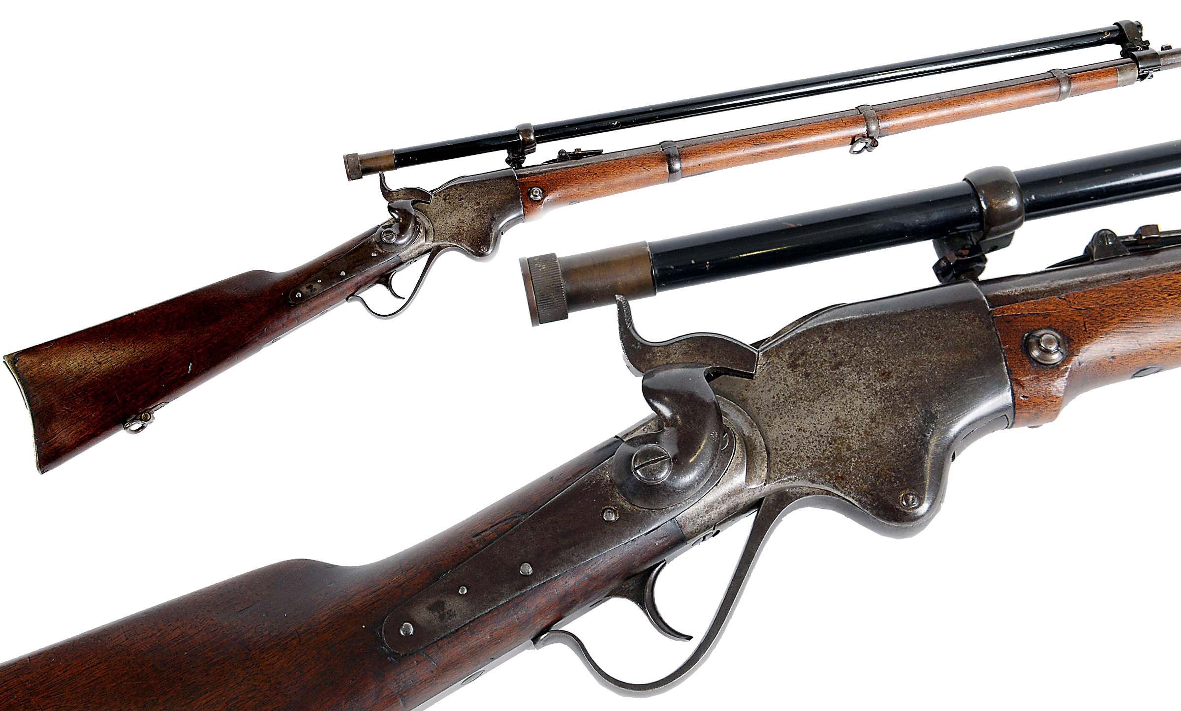 A SPENCER REPEATING RIFLE & TELESCOPIC SIGHT. A Spencer Repeating Rifle ...