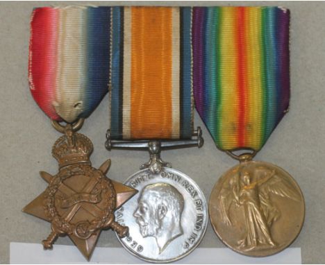 AN OX & BUCKS TRIO (Discd) A 1914/15 Star, British War & Victory medals named to 1136 Pte F Balding Oxf & Bucks LI. Frederick