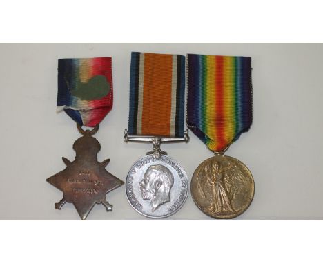 A ROYAL BERKSHIRE REGT TRIO (3 x Wounded) A 1914/15 Star, British War & VIctory Medals named to 12533 L/Cpl-Sjt H A Davy R Be