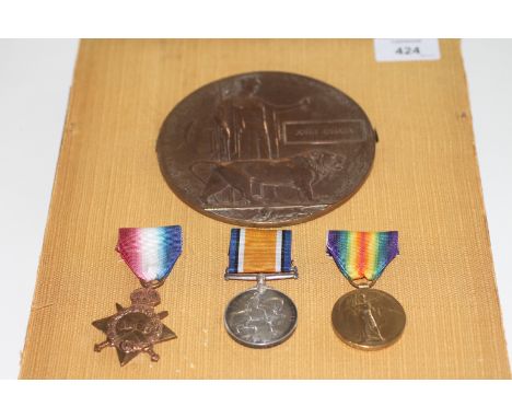 A FRAMED GT WAR TRIO & PLAQUE (S Lancs Regt) A 1914/15 Star named to 19429 Pte T O'Hara S Lancs R. (Note 'T' not 'J' though t