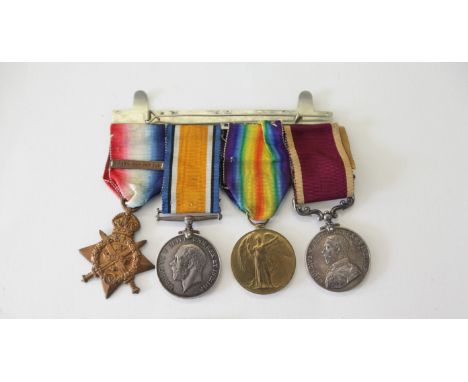 A 1914 STAR & BAR TRIO & LSGC TO THE BEDFORD REGT. A 1914 Star and Bar named to an Old Contemptible 7246 Cpl PW Green. 1/Bedf