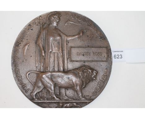 A MEMORIAL PLAQUE TO DANIEL ROSS There are six possibilities for the recipients with this name  1. 1446 Pte KIA Gallipoli 19/