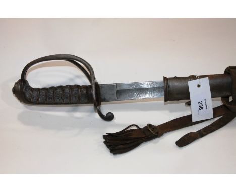 A 19thC R ARTILLERY SWORD & SCABBARD. A Royal Artillery officers sword with makers/suppliers mark of J & G Linney, 23 Regent 