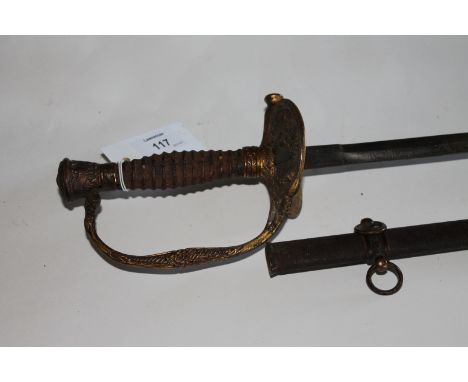 AN AMERICAN OFFICERS 1872 PATTERN SWORD & SCABBARD (OHIO V) An 1872 pattern sword made by M C Lilley & Co of Columbus Ohio, w