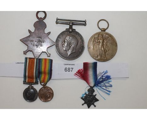 A GT WAR R WARKS/MGC TRIO. A 1914/15 Star, British War & Victory Medals named to 7191 Pte P Hones R Warks R. Peter Hones serv