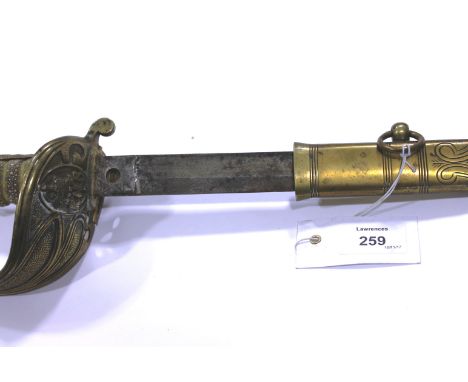 AN R N R OFFICERS SWORD & SCABBARD. A Royal Naval Reserve officers sword and scabbard, with imperial crown and R N R in the g