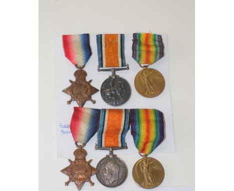 TWO GT WAR TRIO'S. 1914/15 Star, British War & Victory Medals named to; 1. 13847 Cpl/Sjt J Glascott S Lancs R. John Glascott 