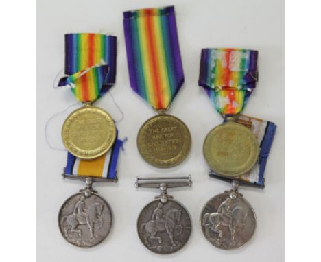THREE GT WAR PAIRS. British War & VIctory Medals named to 1. 2910 Sjt C G Norton R Lancs Regt. 2. 36145 Pte H J C Stevens Yor