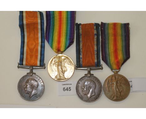 TWO GT WAR PAIRS BEDFORD R & N STAFFS R. British war & Victory Medals named to 1. 27954 Pte F A Main N. Staff R. With origina