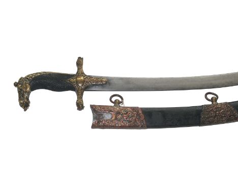 A HORSEHEAD POMMEL IRREGULAR CAVALRY SWORD. Possibly Indian Cavalry and made for an officer in perhaps Skinners or Hodgsons H