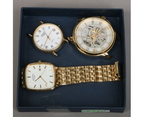 A Rotary automatic watch head and two Rotary quartz watches, [ now missing the largest watch head }