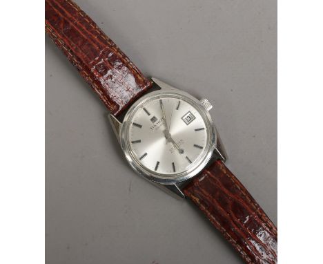 A Gentlemans Tissot seastar automatic stainless steel wrist watch with baton markers and date display, running