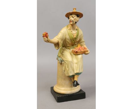 A Royal Worcester figure 'le panier' modelled by A. Azor and decorated in cellulose glazes.