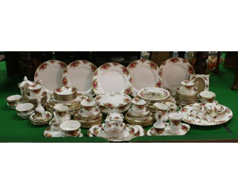 A large quantity of Royal Albert Old Country Roses china tea/dinner wares including tureens, plates, cups and saucers etc, al