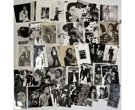 Approx 72 variously sized (most c 8x10") black and white press photographs depicting Michael Jackson, many vintage prints wit