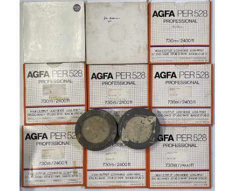 Music and film reels, to include: two Kodak tins containing film reels, one marked to lid 'Roxy Music' . Also ten boxed reels