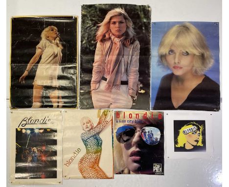Selection of Blondie posters, 6 c 1970s/80s commercial posters, a contemporary print, several music newspaper pages/cuttings.