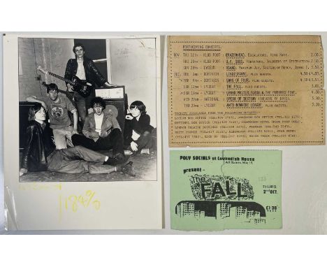 An original torn ticket stub for The Fall at Cavendish House, Manchester, Thurs 2nd Oct 1980. Also with handbill listing date