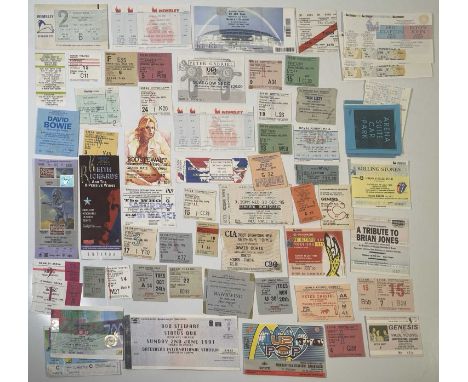 55+ Rock concert tickets, most 1970’s-90’s, including Yes, Thin Lizzy, Hawkwind, The Who, David Bowie, AC/DC, Eric Clapton, G