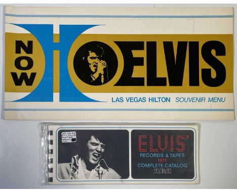 An original Las Vegas Hilton Elvis Presley souvenir menu (approx 7x14", c 1973) and an original RCA catalogue from 1971.