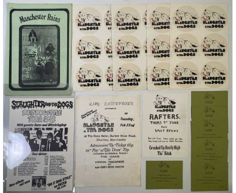 Good selection of Slaughter and the Dogs memorabilia to inc: 1978 tour handbill, concert handbill for The Oaks Hotel, Chorlto