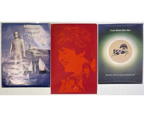 Three original Beatles posters to inc: vintage likely c 1970s US screenprint design (23x35"), Ringo Starr Goodnight Vienna US