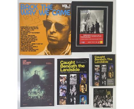 Signed Oasis memorabilia to include: Heathen Chemistry Virgin promo/competiton flyer signed by Liam and Noel Gallagher, Noel 