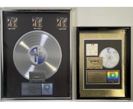An official RIAA gold sales award presented to Celine Dion to recognise sales of 500,000+ copies of 'Falling Into You' (13x17