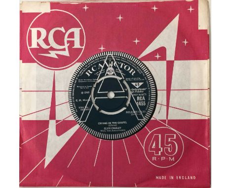 ELVIS PRESLEY - CRYING IN THE CHAPEL 7" (UK DEMO - RCA 1455). An original 1965 UK 7" demo pressing of Crying In The Chapel/ I