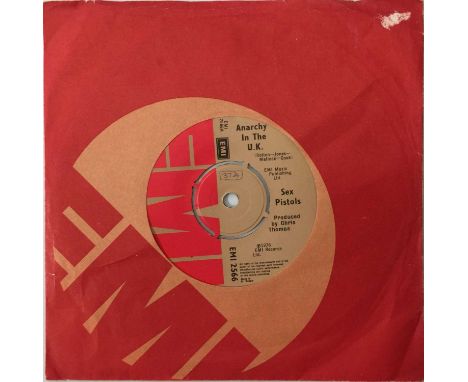 SEX PISTOLS - ANARCHY IN THE UK 7" (UK ORIGINAL - CHRIS THOMAS MISCREDIT - EMI 2566). A sought after original UK 7" pressing 