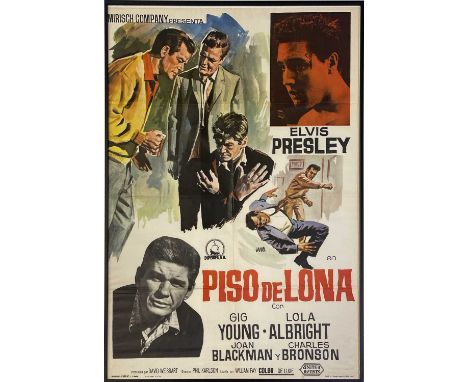 An original Spanish cinema poster for Elvis in 'Kid Galahad' (1962). Measures approx one-sheet size (28x40"). Framed and glaz