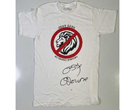An original t-shirt (S) designed by Ozzy Osbourne, signed in black marker pen by Ozzy Osbourne. Provenance: donated by Ozzy a