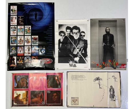 Five posters to inc: Ijahman Island Records promo (approx 30x20"), Pink Floyd DSOTM insert poster, Elvis Costello Pump It Up 