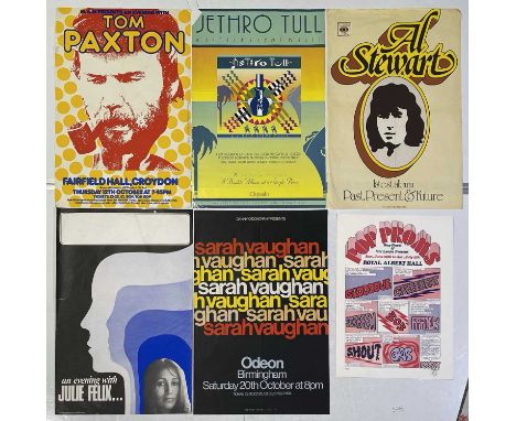 Seven posters to inc: artist signed (Bogdan Zarkowski) print of the 1969 'Pop Proms' poster, a Julie Felix c 1970s poster (20