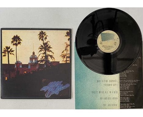 THE EAGLES - HOTEL CALIFORNIA LP (UK ORIGINAL - LED ZEP SLEEVE MISPRINT - K53051). A curious copy of The Eagles LP Hotel Cali