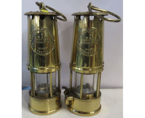 Two Eccles Protector Lamp &amp; Lighting Safety miners brass lamps