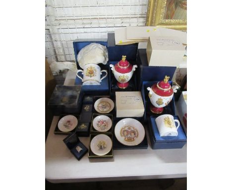 A collection of boxed Royal Worcester commemorative and together items
