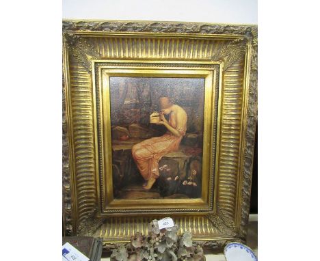 An oleograph, of a pre-Raphaelite scene, together with a print after Renoir after Crawshaw
