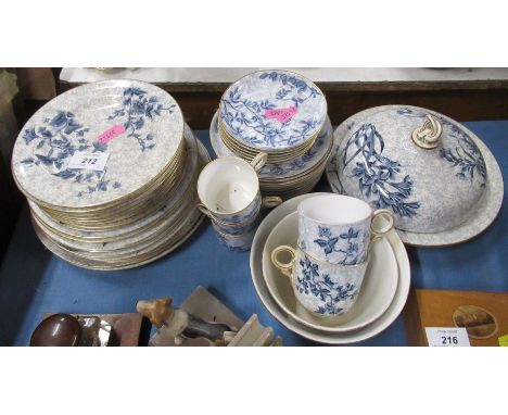 A 19th century Worcester part tea service, printed with flowers to a grey printed ground