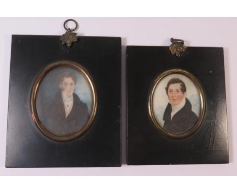 Two Nineteenth Century Portrait Miniatures of Young Gentlemen in ebonised frames 