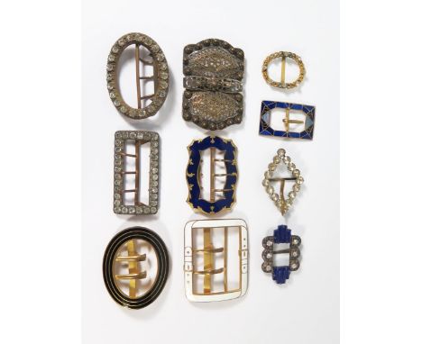 A Collection of Victorian, Art Deco and other Enamel and Paste Buckles 