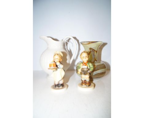 Early Wedgwood jug Italian art glass together with 2 goebel figures 